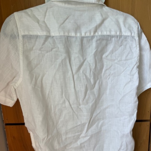 Pre-loved Men's White Linen Short Sleeve Button Up Shirt - Size XS/S - Picture 4 of 4